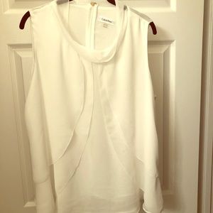 Calvin Klein Sleeveless Scalloped Blouse